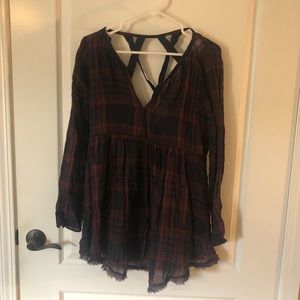 Free People Red and Navy Tunic Dress